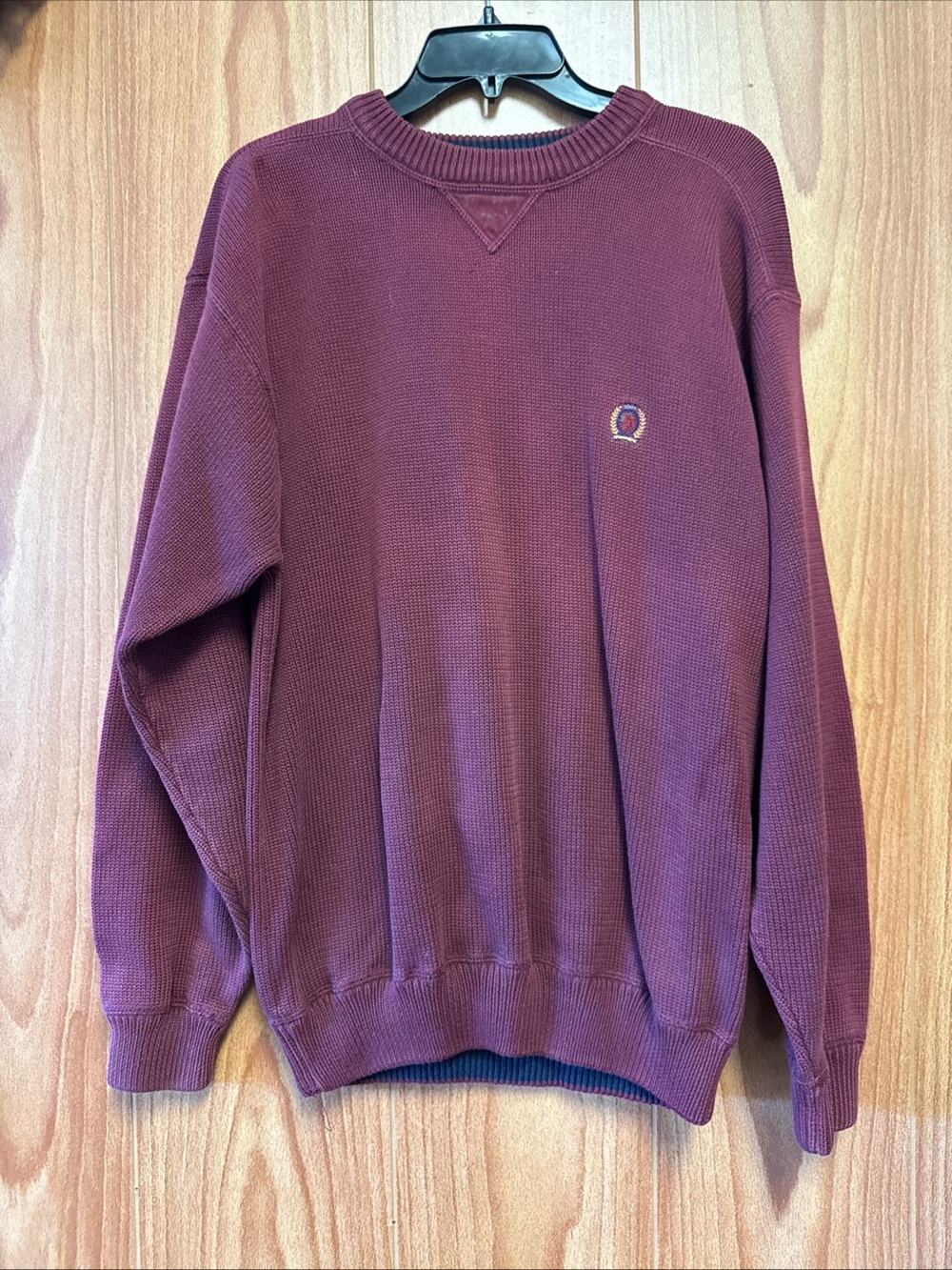 Tommy Hilfiger Burgundy Men's Heavy Weight Sweater 100% Cotton L Large